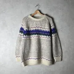 USA古着 ネパール製 ノルディックニット 厚手 Mサイズ vintage