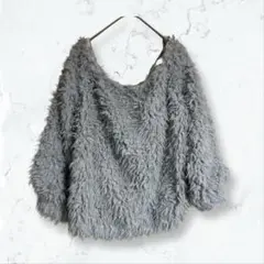 a2868 シュレーヴ ニット グレー M ふわふわ モコモコ オフショル 長袖