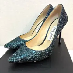 JIMMY CHOO ターコイズ グリッター ハイヒール