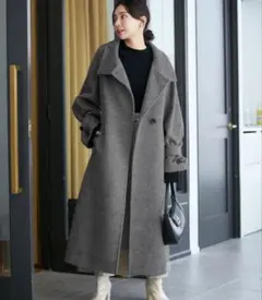 VIS ビス【静電気防止】2WAY毛混シャギーロングコート ブラック系　Mサイズ