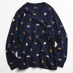RALPH LAUREN サーマルカットソー 総柄 ネイビー Lのサムネイル