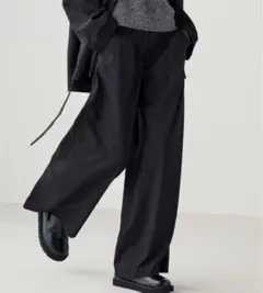 【新品未使用】UNIQLO:C タックワイドパンツ ブラックS