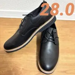 美品✨ブラック 黒　レースアップシューズ 28 綺麗め　革靴　大きめ　幅広