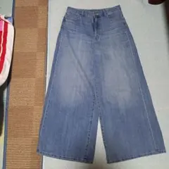 GU デニムブルー ワイドパンツ Xᒪ