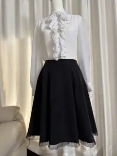 M's GRACY チュール付き膝上スカート　40 （細め）美品　黒