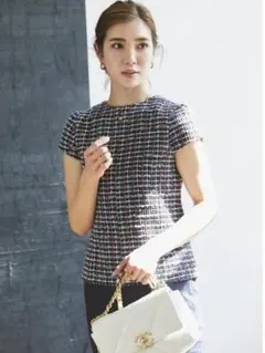 美品】Seven ten セブンテン ラメジャガードカシュクールトップス