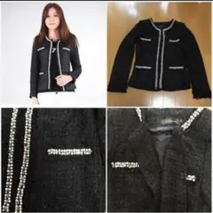 ラメツイードジャケット ビジューパールライン JKインポート 韓国風