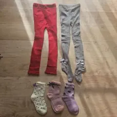 ☆UNIQLOニットレギンス☆リボン付きタイツ一度使用☆くつ下３枚セット未使用☆