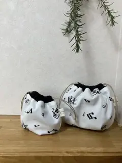 【ハンドメイド】音楽モチーフの布製バッグ2個セット