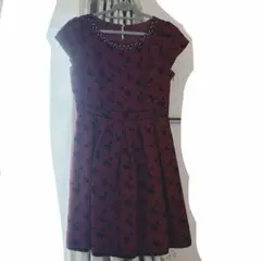 【美品】パーティードレス　ワインレッド×黒