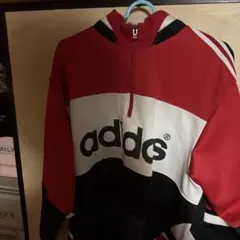 adidas 90年代モデルハーフジップ ジャージ レッド ブラック ホワイトのサムネイル