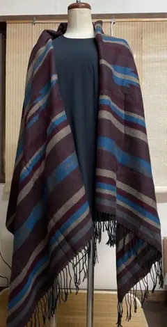 エスニック柄 大判ストール ボルドー系 ショール　膝掛け　アウトドア　アンティカ