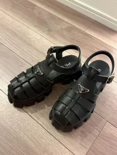 PRADAサンダル モノリス ラバーサンダル ブラック 36 部屋試し履き