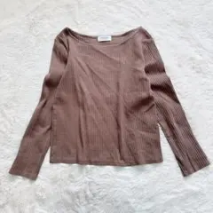 オペークドットクリップ リブカットソー 長袖 ボートネック 伸縮 ストレッチ L