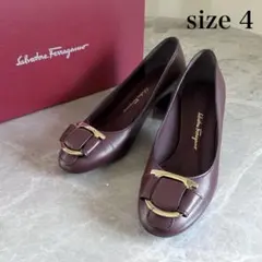 美品✨ フェラガモ ガンチーニ レザー パンプス 4 ボルドー