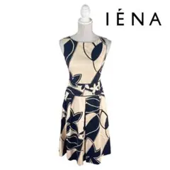 07T213☆ IÉNA コットン 総柄 ノースリーブひざ丈ワンピース 春夏