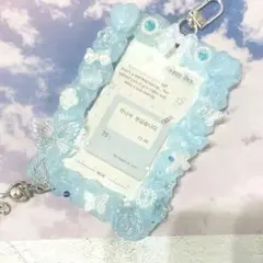 ホイップデコ　カードケースデコ　硬質ケースデコ　水色　ライトブルー