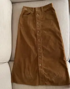 コーデュロイ フロントボタン ロングスカート