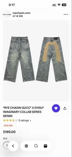 RYE CHASIN GUCCI X EVISU デニムパンツ - メルカリ