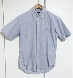 RALPH LAURENラルフローレンのシアサッカー半袖ストライプシャツ　M/