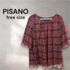 PISANO ピサーノ レーストップス シースルー チェック 総柄 赤 花柄のサムネイル