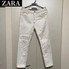 ZARA ザラ ダメージ加工ストレッチデニムパンツ スキニー 美品 送料無料