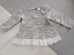 フリル付きグレー長袖トップス 3-6ヶ月