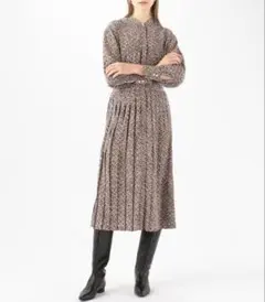 Ballsey スクエアメッシュプリント プリーツシャツワンピース 36