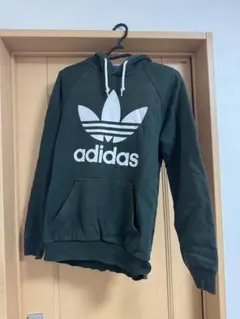 adidas ダークグリーン フード付きパーカー M