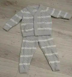 ジェラピケ ブルーグレーと白のストライプセット XS