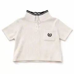 リブ編みポロシャツ 半袖 ホワイト