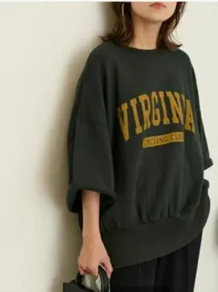 美品☆フレームワーク ハーフスリーブロゴスウェット 杢グレーのサムネイル
