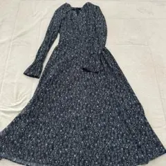 FRAY I.D 花柄 ロングワンピース ブラック 長袖　フレア