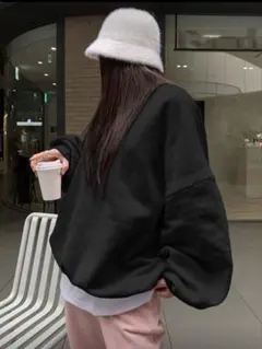 【早い者勝ち】ルーズフィット オーバーサイズ ブラック スウェット XL
