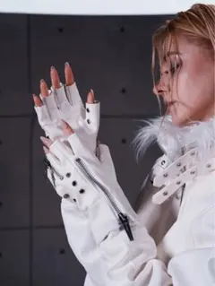 REBEL WAVE フィンガーレスレザーグローブ　手袋　Y2K ユニセックス REBEL WAVE フィンガーレスレザーグローブ 手袋 Y2K ユニセックス