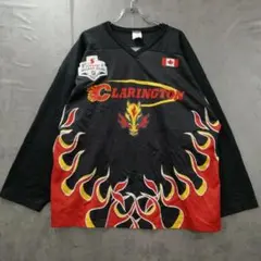アイスホッケー ユニフォーム 炎柄 CLARINGTON 背番号16【5633】