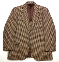 茶色と白のチェック テーラードジャケット 千鳥格子