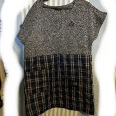 新品未使用　M 〜L冬の暖かブルーチェックワンピースエプロン