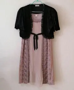 axes femme 春秋冬 くすみピンク ベロア ワンピース カーディガン