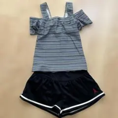 person's ストライプ柄 セパレート水着 女の子用　140cm オフショル