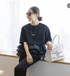 BLUELEA Hem tulle docking pulloverのサムネイル