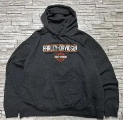 ハーレーダビッドソン♤刺繍ビッグロゴ　フルジップ　パーカー美品 Harley Davidson（ハーレー・ダビッドソン） チェック柄裏地ジップ