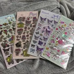 最新モデル　キティ　クロミ　マイメロ　キラキラホログラム3Dシール８枚セット