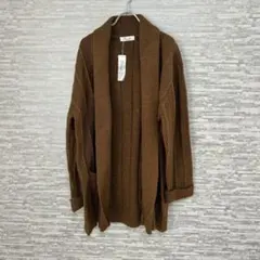 フローラル ロングカーディガン ブラウン ニット 秋冬 レディース　新品タグ付き