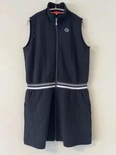 <マリ・クレール ゴルフウェア> 秋冬用　ノースリーブワンピース　ブラック　L