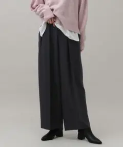 GLOBALWORK MATINEE LINEウールライクストレッチワイドパンツ