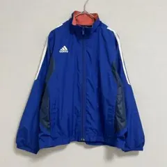 アディダス ナイロン トラックジャケット ロゴ 【140】裏地メッシュ ブルー