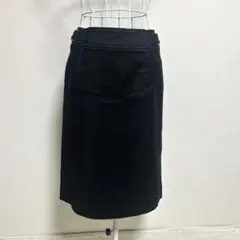 ポール・スチュアート・XS ひざ丈タイトスカート 麻/綿 混合 ブラックのサムネイル