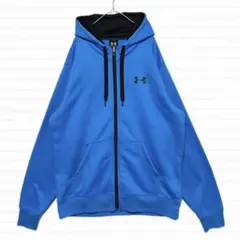 アンダーアーマー ジップパーカー バックデカロゴ XL オーバーサイズ 青G