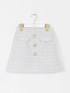 evelyn ビジューツイードミニスカート ブルー